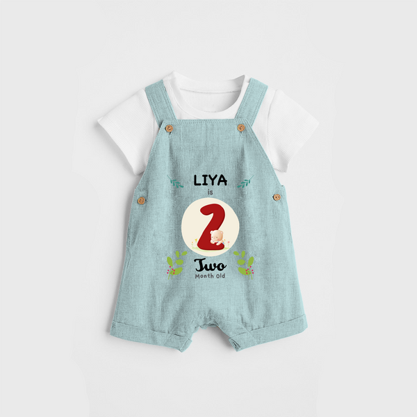 Celebrate The Second Month Birthday Customised Dungaree set for your Kids - ARCTIC BLUE - 0 - 5 Months Old (Chest 17")