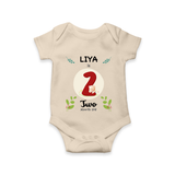 Customized Baby Romper/Onesie | Celebrate 2nd Month | Soft & Comfy Fit - IVORY - New Born (Chest 14")