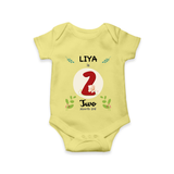 Customized Baby Romper/Onesie | Celebrate 2nd Month | Soft & Comfy Fit - PASTEL YELLOW - New Born (Chest 14")