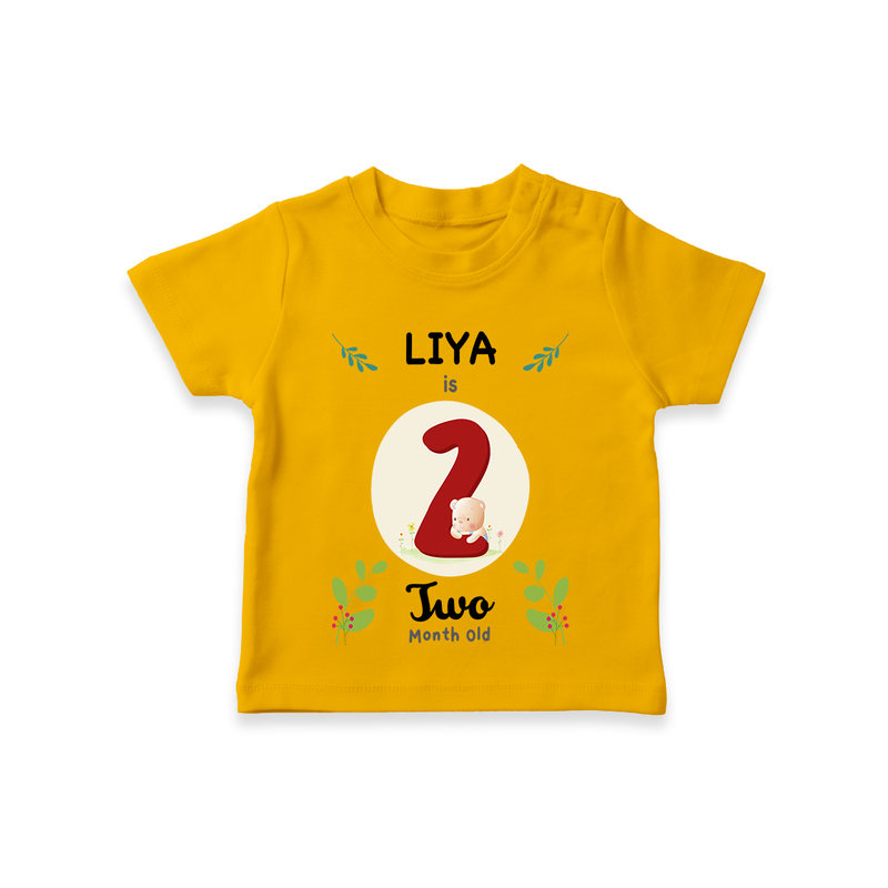 Celebrate The 2nd Month Birthday Custom T-Shirt, Personalized with your little one's name - CHROME YELLOW - 0 - 5 Months Old (Chest 17")