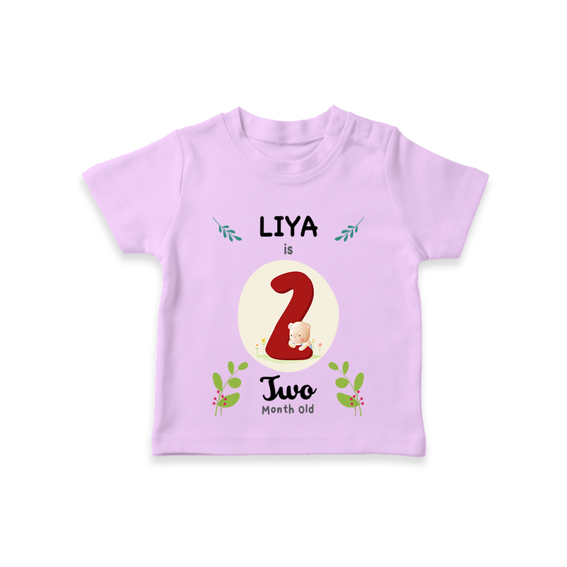 Celebrate The 2nd Month Birthday Custom T-Shirt, Personalized with your little one's name - LILAC - 0 - 5 Months Old (Chest 17")