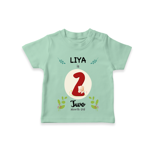 Celebrate The 2nd Month Birthday Custom T-Shirt, Personalized with your little one's name - MINT GREEN - 0 - 5 Months Old (Chest 17")