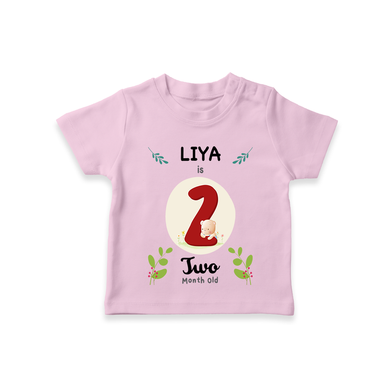 Celebrate The 2nd Month Birthday Custom T-Shirt, Personalized with your little one's name - PINK - 0 - 5 Months Old (Chest 17")