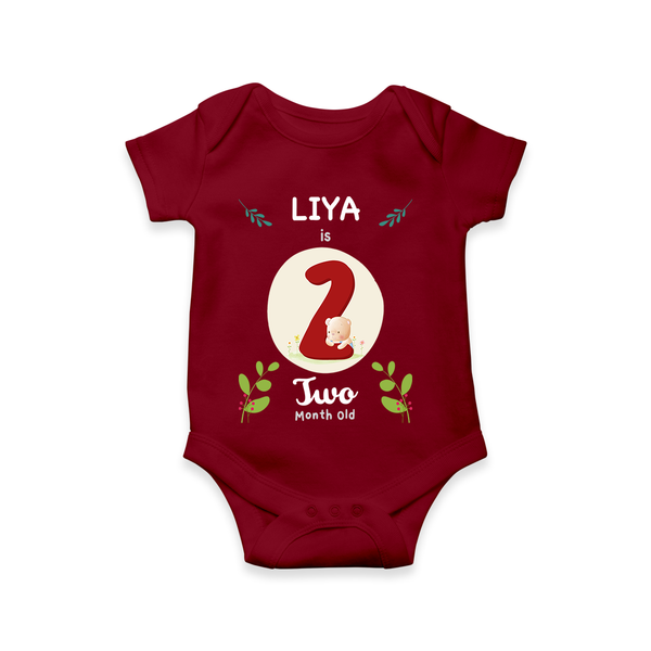 Mark your little one's Second month with a personalized romper/onesie featuring their name! - MAROON - 0 - 3 Months Old (Chest 16")