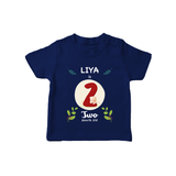 Customized Baby T-Shirt | Celebrate 2nd Month | Soft & Comfy Fit T-Shirt - NAVY BLUE - 0-5 Months Old (Chest 17")