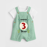 Customized Baby Dungaree Set | Celebrate 3rd Month | Soft & Comfy Fit Dungaree Set - MINT GREEN - 0 - 5 Months Old (Chest 18")