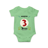 Customized Baby Romper/Onesie | Celebrate 3rd Month | Soft & Comfy Fit - GREEN - New Born (Chest 14")