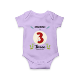 Customized Baby Romper/Onesie | Celebrate 3rd Month | Soft & Comfy Fit - LILAC - New Born (Chest 14")