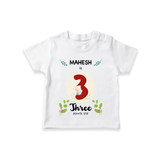 Celebrate The 3rd Month Birthday Custom T-Shirt, Personalized with your little one's name - WHITE - 0 - 5 Months Old (Chest 17")