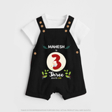 Customized Baby Dungaree Set | Celebrate 3rd Month | Soft & Comfy Fit Dungaree Set - BLACK - 0 - 5 Months Old (Chest 18")