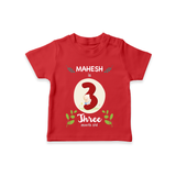 Celebrate The 3rd Month Birthday Custom T-Shirt, Personalized with your little one's name - RED - 0 - 5 Months Old (Chest 17")