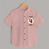 Customized Baby Shirt | Celebrate 4th Month | Soft & Comfy Fit Shirt - PEACH - 0 - 6 Months Old (Chest 23")