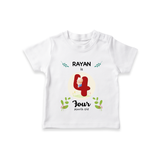 Customized Baby T-Shirt | Celebrate 4th Month | Soft & Comfy Fit T-Shirt - WHITE - 0-5 Months Old (Chest 17")