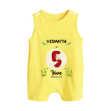 Customized Baby Romper Suit/ Sleeveless Romper | Celebrate 5th Month | Soft & Comfy Fit Romper Suit/ Sleeveless Romper - PASTEL YELLOW - 0 - 5 Months Old (Chest 18")