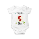 Customized Baby Romper/Onesie | Celebrate 5th Month | Soft & Comfy Fit - WHITE - New Born (Chest 14")