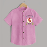 Customized Baby Shirt | Celebrate 5th Month | Soft & Comfy Fit Shirt - BABY PINK - 0 - 6 Months Old (Chest 23")
