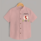Customized Baby Shirt | Celebrate 5th Month | Soft & Comfy Fit Shirt - PEACH - 0 - 6 Months Old (Chest 23")