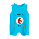 Customized Baby Romper Suit/ Sleeveless Romper | Celebrate 6th Month | Soft & Comfy Fit Romper Suit/ Sleeveless Romper - SKY BLUE - 0 - 5 Months Old (Chest 18")