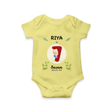 Customized Baby Romper/Onesie | Celebrate 7th Month | Soft & Comfy Fit - PASTEL YELLOW - New Born (Chest 14")