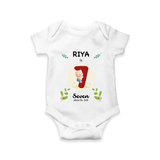 Customized Baby Romper/Onesie | Celebrate 7th Month | Soft & Comfy Fit - WHITE - New Born (Chest 14")