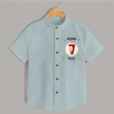 Customized Baby Shirt | Celebrate 7th Month | Soft & Comfy Fit Shirt - ARCTIC BLUE - 0 - 6 Months Old (Chest 23")