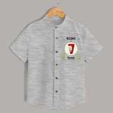 Customized Baby Shirt | Celebrate 7th Month | Soft & Comfy Fit Shirt - GREY - 0 - 6 Months Old (Chest 23")