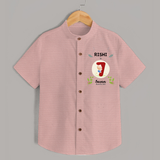 Customized Baby Shirt | Celebrate 7th Month | Soft & Comfy Fit Shirt - PEACH - 0 - 6 Months Old (Chest 23")