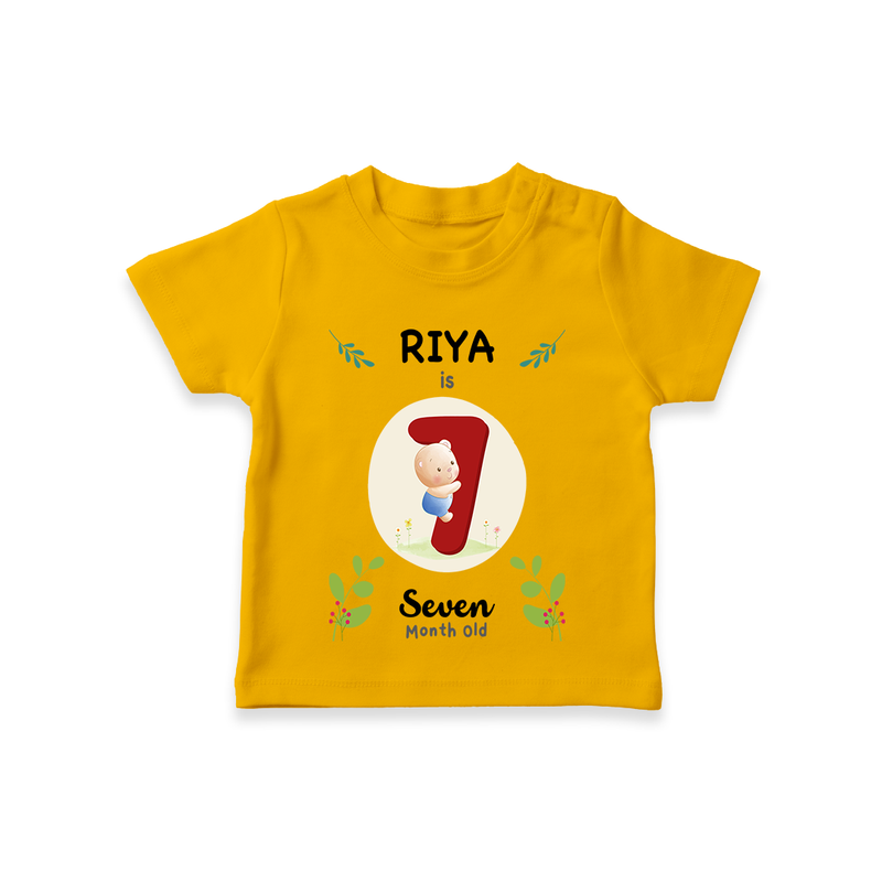 Celebrate The 7th Month Birthday Custom T-Shirt, Personalized with your little one's name - CHROME YELLOW - 0 - 5 Months Old (Chest 17")