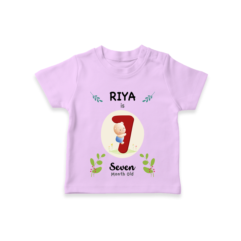 Celebrate The 7th Month Birthday Custom T-Shirt, Personalized with your little one's name - LILAC - 0 - 5 Months Old (Chest 17")