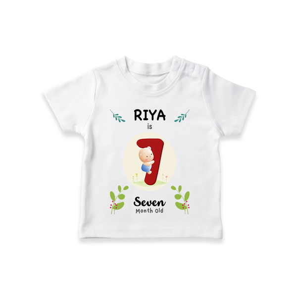 Celebrate The 7th Month Birthday Custom T-Shirt, Personalized with your little one's name - WHITE - 0 - 5 Months Old (Chest 17")