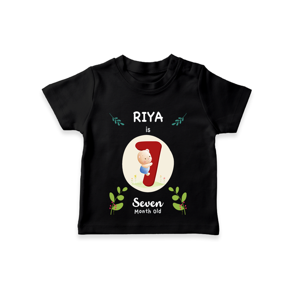 Celebrate The 7th Month Birthday Custom T-Shirt, Personalized with your little one's name - BLACK - 0 - 5 Months Old (Chest 17")
