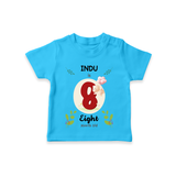 Celebrate The 8th Month Birthday Custom T-Shirt, Personalized with your little one's name - SKY BLUE - 0 - 5 Months Old (Chest 17")