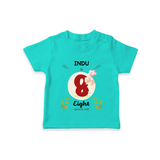 Customized Baby T-Shirt | Celebrate 8th Month | Soft & Comfy Fit T-Shirt - TEAL - 0-5 Months Old (Chest 17")