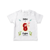 Celebrate The 8th Month Birthday Custom T-Shirt, Personalized with your little one's name - WHITE - 0 - 5 Months Old (Chest 17")