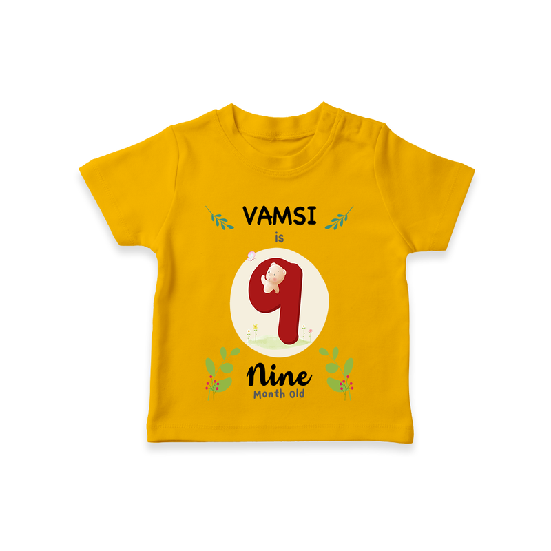 Celebrate The 9th Month Birthday Custom T-Shirt, Personalized with your little one's name - CHROME YELLOW - 0 - 5 Months Old (Chest 17")