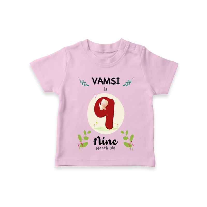 Celebrate The 9th Month Birthday Custom T-Shirt, Personalized with your little one's name - PINK - 0 - 5 Months Old (Chest 17")