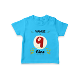 Customized Baby T-Shirt | Celebrate 9th Month | Soft & Comfy Fit T-Shirt - SKY BLUE - 0-5 Months Old (Chest 17")