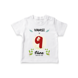 Celebrate The 9th Month Birthday Custom T-Shirt, Personalized with your little one's name - WHITE - 0 - 5 Months Old (Chest 17")