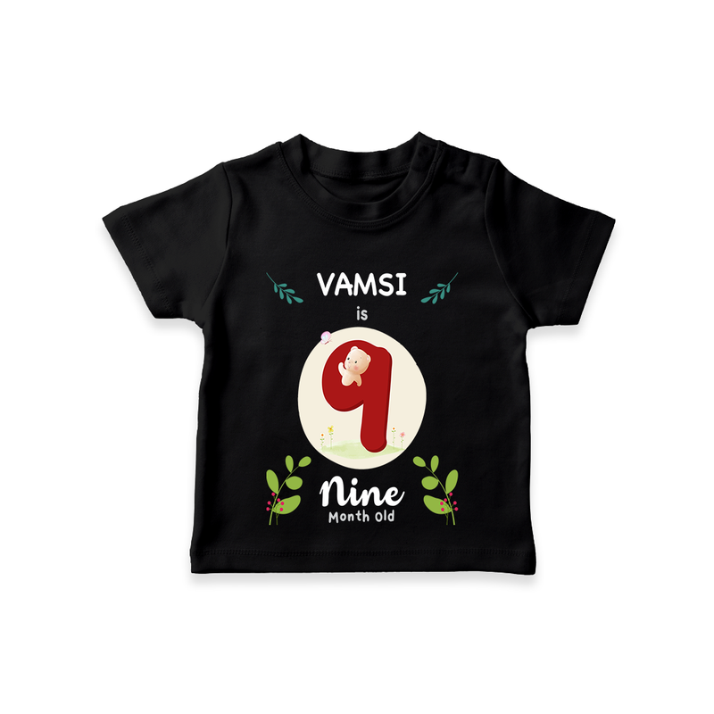 Celebrate The 9th Month Birthday Custom T-Shirt, Personalized with your little one's name - BLACK - 0 - 5 Months Old (Chest 17")