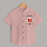 Customized Baby Shirt | Celebrate 10th Month | Soft & Comfy Fit Shirt - PEACH - 0 - 6 Months Old (Chest 23")