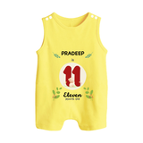 Customized Baby Romper Suit/ Sleeveless Romper | Celebrate 11th Month | Soft & Comfy Fit Romper Suit/ Sleeveless Romper - PASTEL YELLOW - 0 - 5 Months Old (Chest 18")
