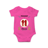Customized Baby Romper/Onesie | Celebrate 11th Month | Soft & Comfy Fit - HOT PINK - New Born (Chest 14")