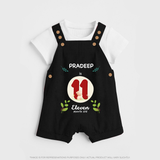 Customized Baby Dungaree Set | Celebrate 11th Month | Soft & Comfy Fit Dungaree Set - BLACK - 0 - 5 Months Old (Chest 18")