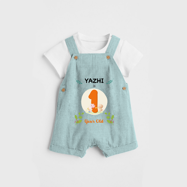 Celebrate The Twelfth Month Birthday Customised Dungaree set for your Kids - ARCTIC BLUE - 0 - 5 Months Old (Chest 17")