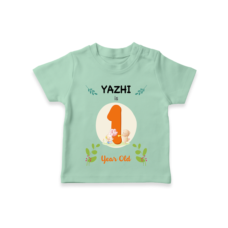 Celebrate The 12th Month Birthday Custom T-Shirt, Personalized with your little one's name - MINT GREEN - 0 - 5 Months Old (Chest 17")