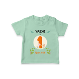 Customized Baby T-Shirt | Celebrate 1st Year | Soft & Comfy Fit T-Shirt - MINT GREEN - 0-5 Months Old (Chest 17")