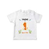 Customized Baby T-Shirt | Celebrate 1st Year | Soft & Comfy Fit T-Shirt - WHITE - 0-5 Months Old (Chest 17")