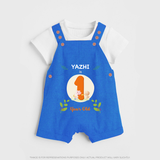 Customized Baby Dungaree Set | Celebrate 1st Year | Soft & Comfy Fit Dungaree Set - COBALT BLUE - 0 - 5 Months Old (Chest 18")