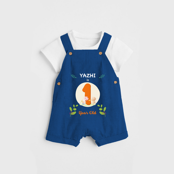 Celebrate The Twelfth Month Birthday Customised Dungaree set for your Kids - COBALT BLUE - 0 - 5 Months Old (Chest 17")