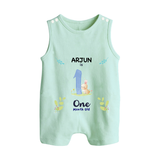 1 Month Milestone Baby Romper Suit/ Sleeveless Romper Outfit | Personalized Romper Suit/ Sleeveless Romper | Perfect for Photoshoots - MINT GREEN - 0 - 5 Months Old (Chest 18")